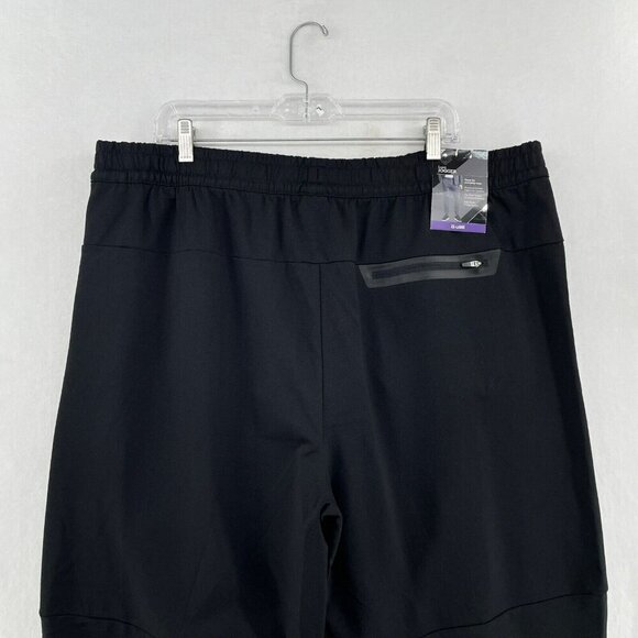 Luxe Jogger Pants Men's Sz 2XL Black Elastic Waist High-Rise Zip Pocket Tapered - Picture 3 of 13